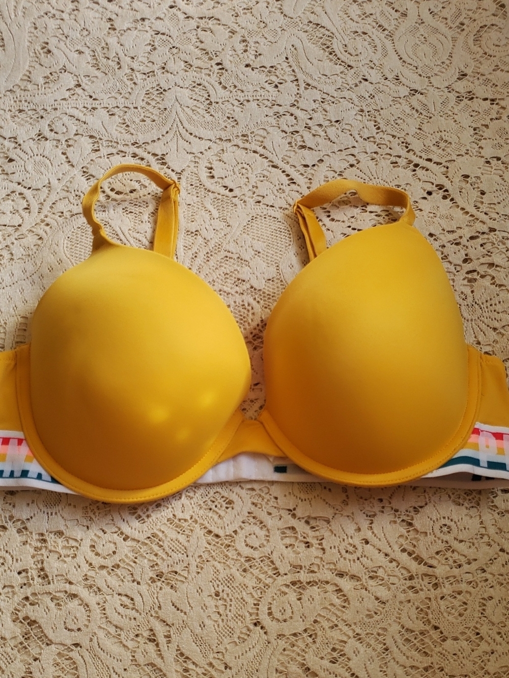 Pink Wear Everytwere Push Up Yellow Bra 36D